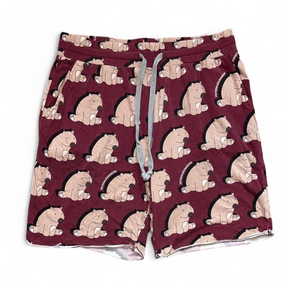 Peter Alexander Maroon Wombat Patterned Pyjama Pajama Sleep Shorts — LARGE